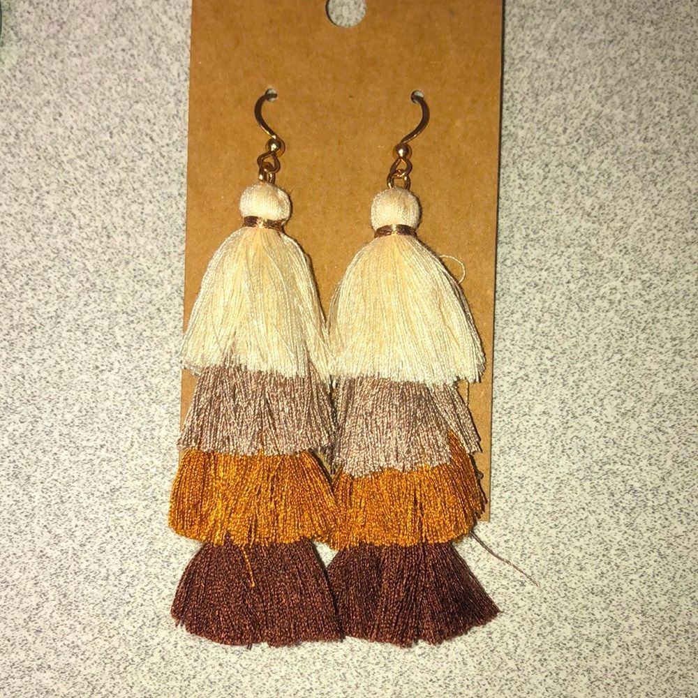 Bohemian layered fringe dangle earrings